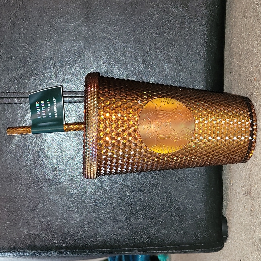 NEW Starbucks Honeycomb Gold Copper Studded Diamond Tumbler Cup 16oz Anniversary